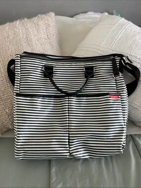 Striped Black & White Skip Hop diaper bag